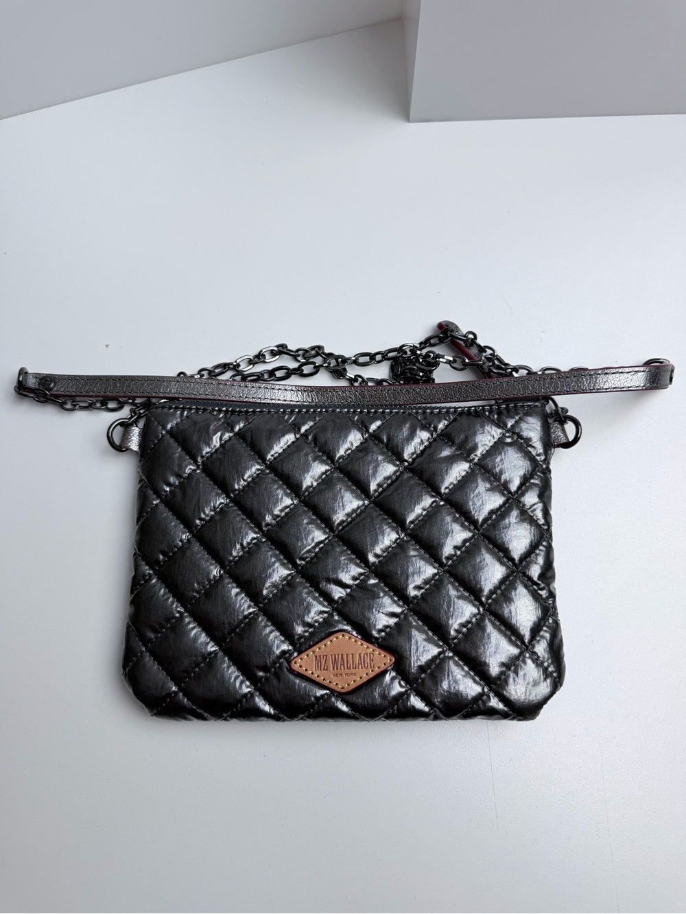 MZ Wallace Ruby Quilted Crossbody Purse Bag in Metallica Silver - Picture 8 of 8